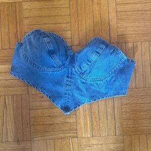 Sexy V-Cut Denim Bustier Top